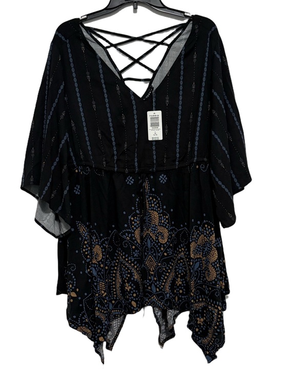 torrid Tops - Torrid Black Tunic with Blue & Tan